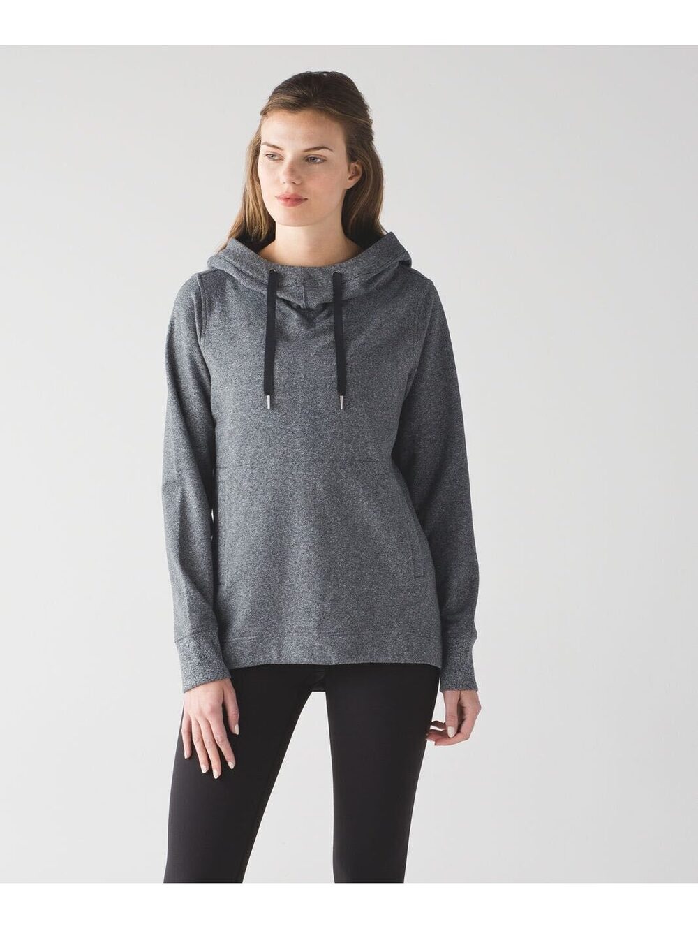 Lululemon Women’s Split Pullover Cowl Neck Size 6 Heathered Speckled Black
